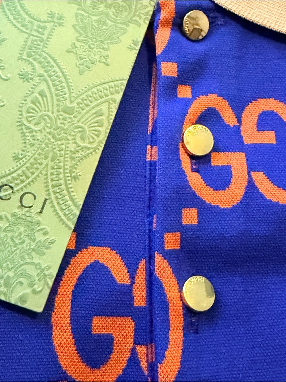 Gucci Blue and Orange GG Logo Polo - Picture 2 of 5